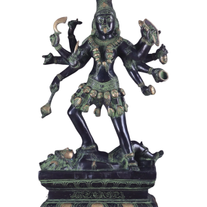 Vintage Brass Kali Mata Ten Arms | 25" Black Green Heat-Treated Art | 20.65kg Sacred Masterpiece | Divine Temple Beauty | Jaipurio